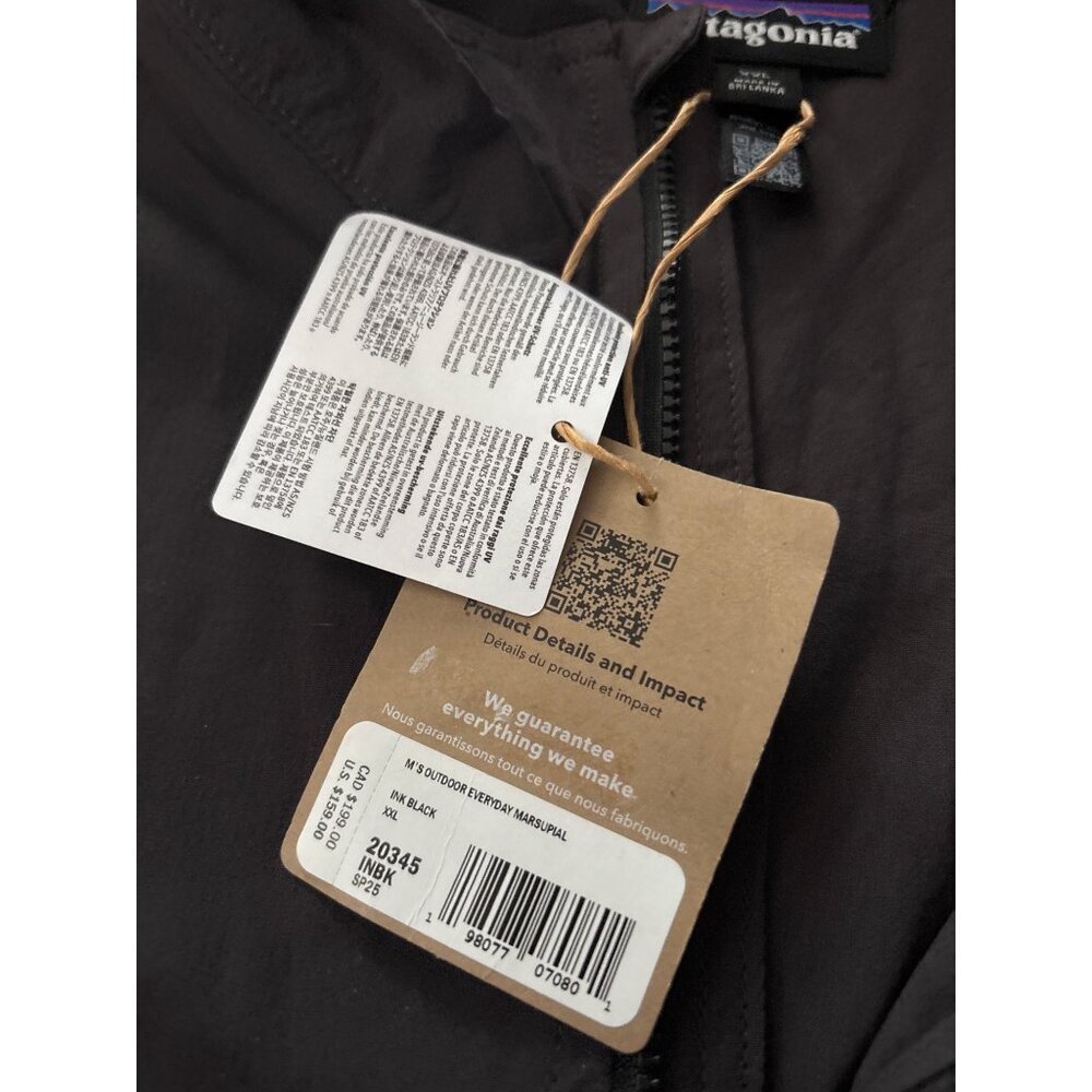 Patagonia Mens Long-Sleeve Black Pullover Outdoor Everyday Marsupial Jacket, new - Picture 4 of 7
